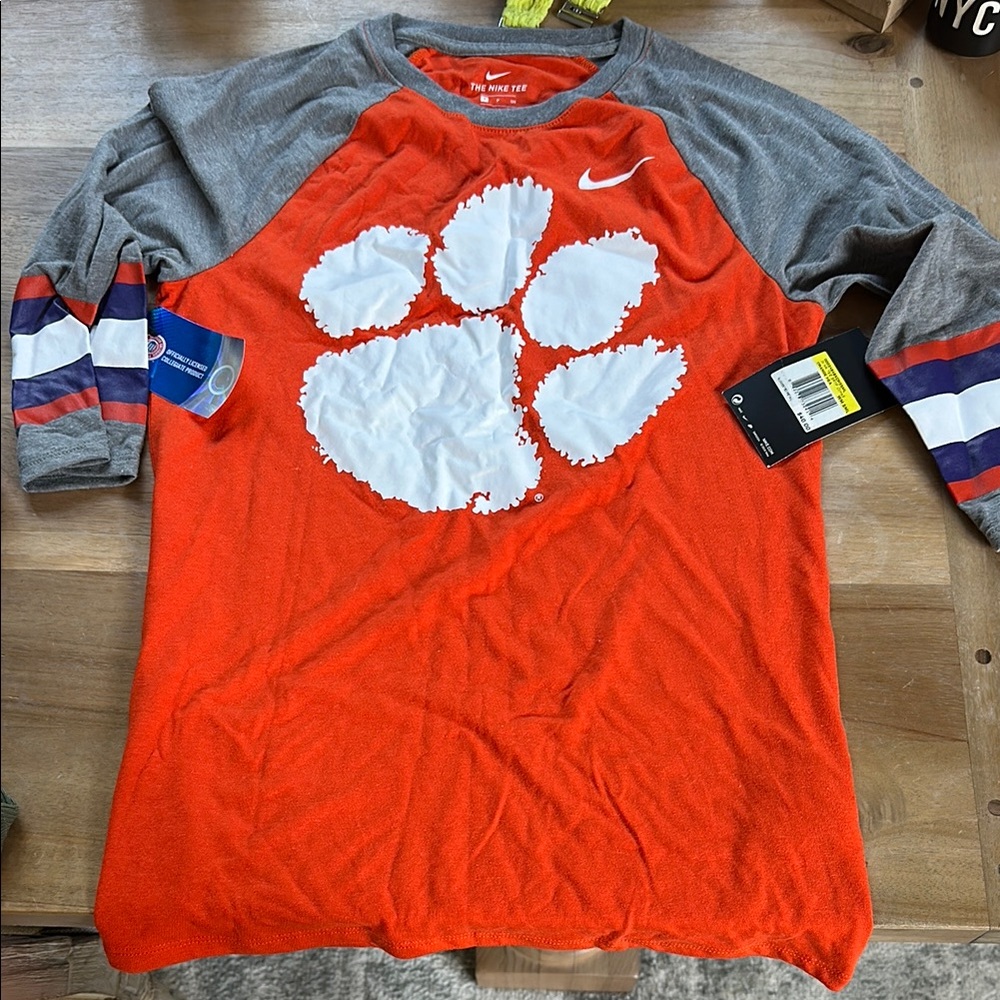 Clemson Nike Orange and Gray Raglan Shirt